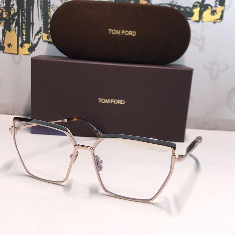 New Authentic Tom Ford Women's Gold Frame Glasses TF5946-B 028